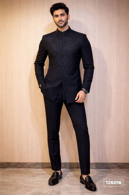 Black Colour Outluk Vol 126 Designer Mens Jodhpuri Suits Manufacturers 126016
